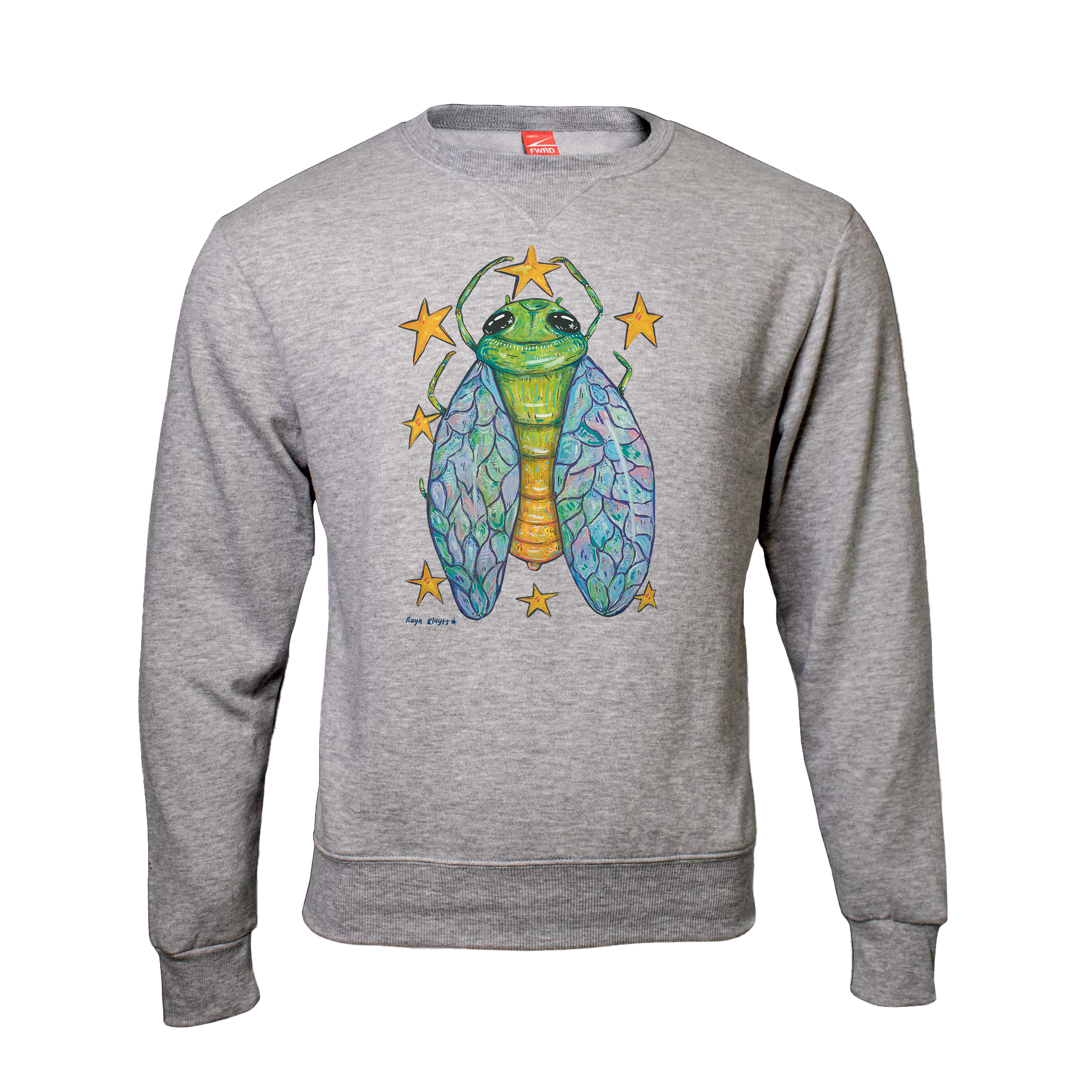 Cicada by Rayn Kluyts (Chest Print) Unisex Basic Crew Neck Sweater - Image 3